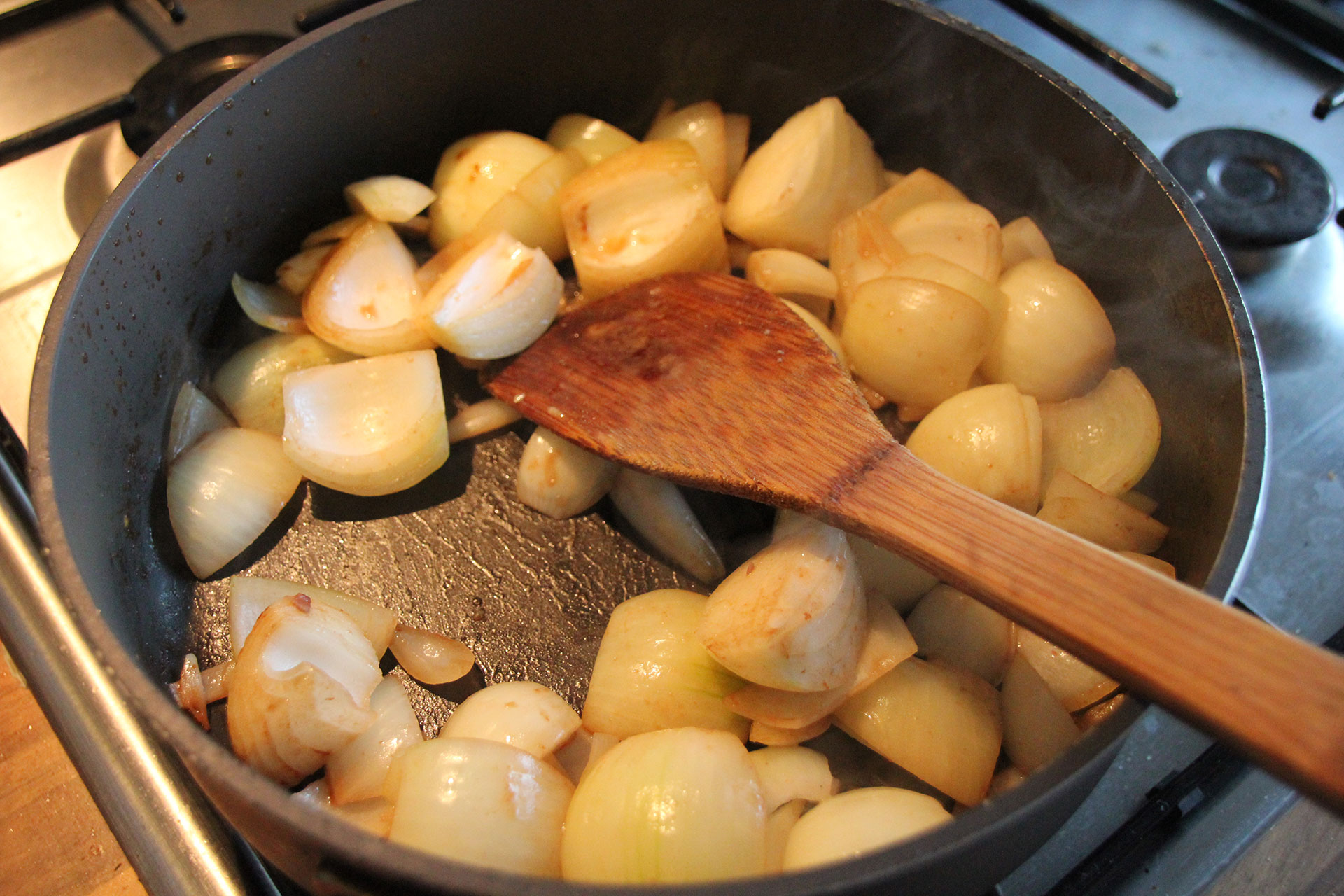 Frying onions