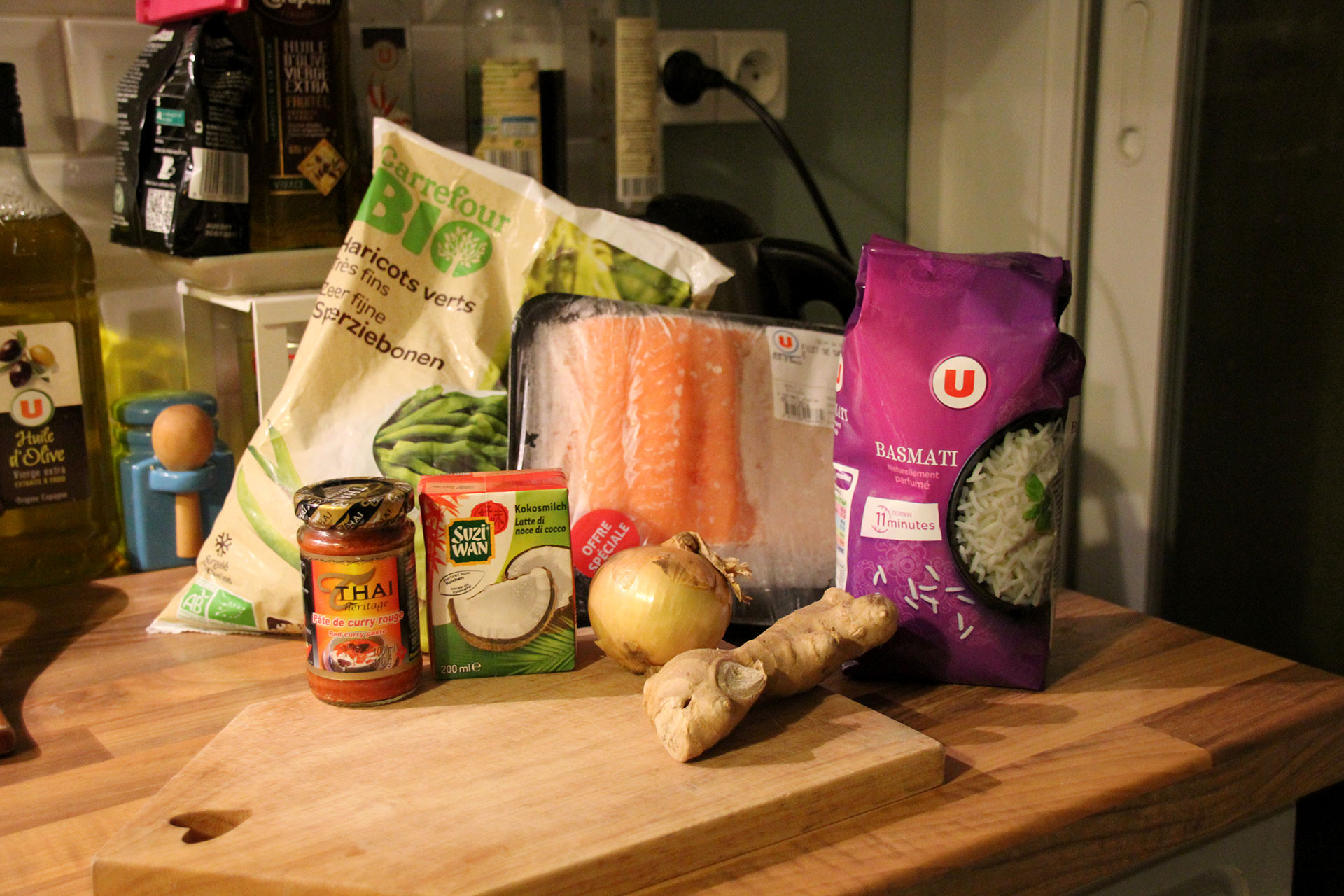 Gather your red thai curry ingredients