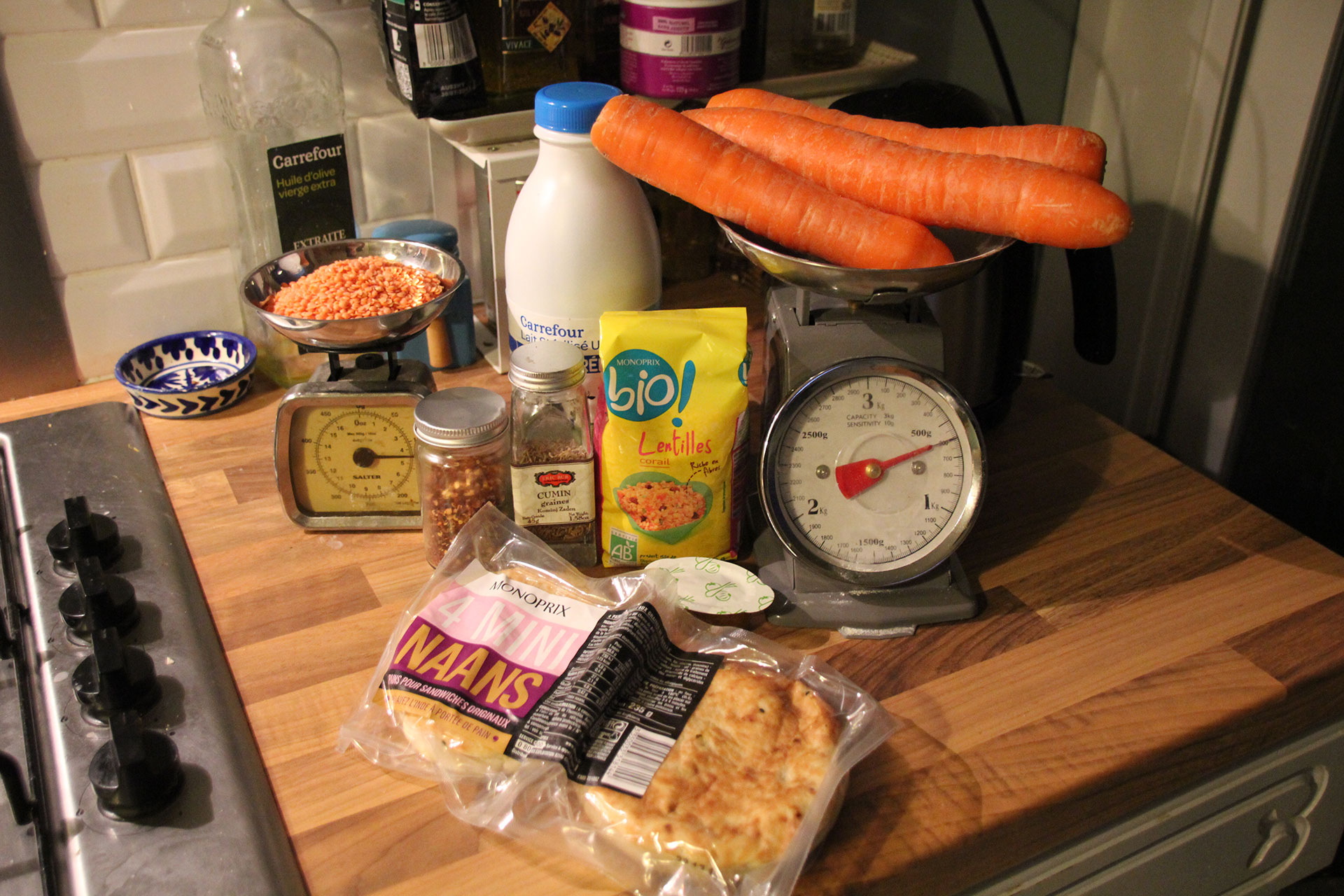 Lentil soup ingredients