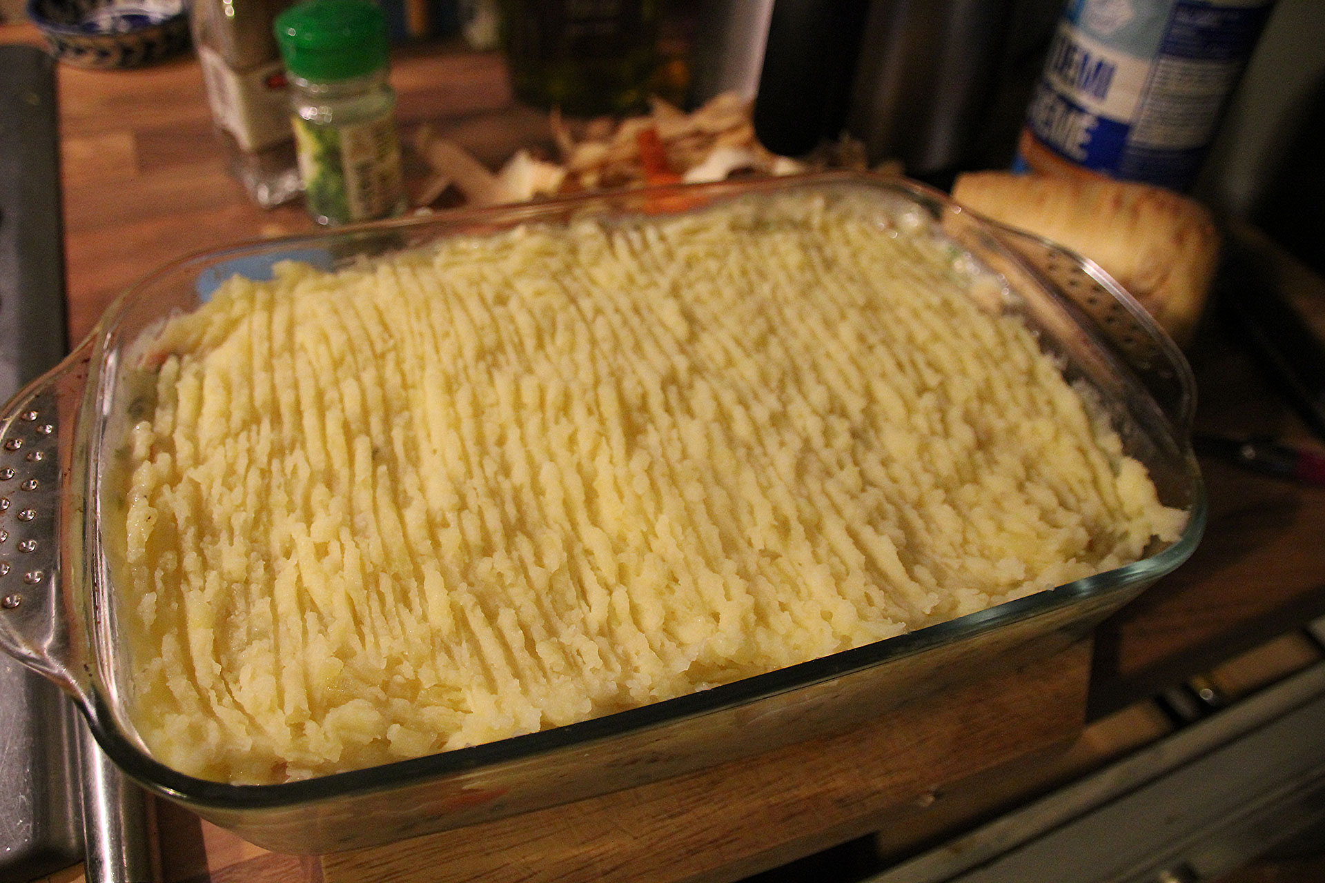 Uncooked fish pie