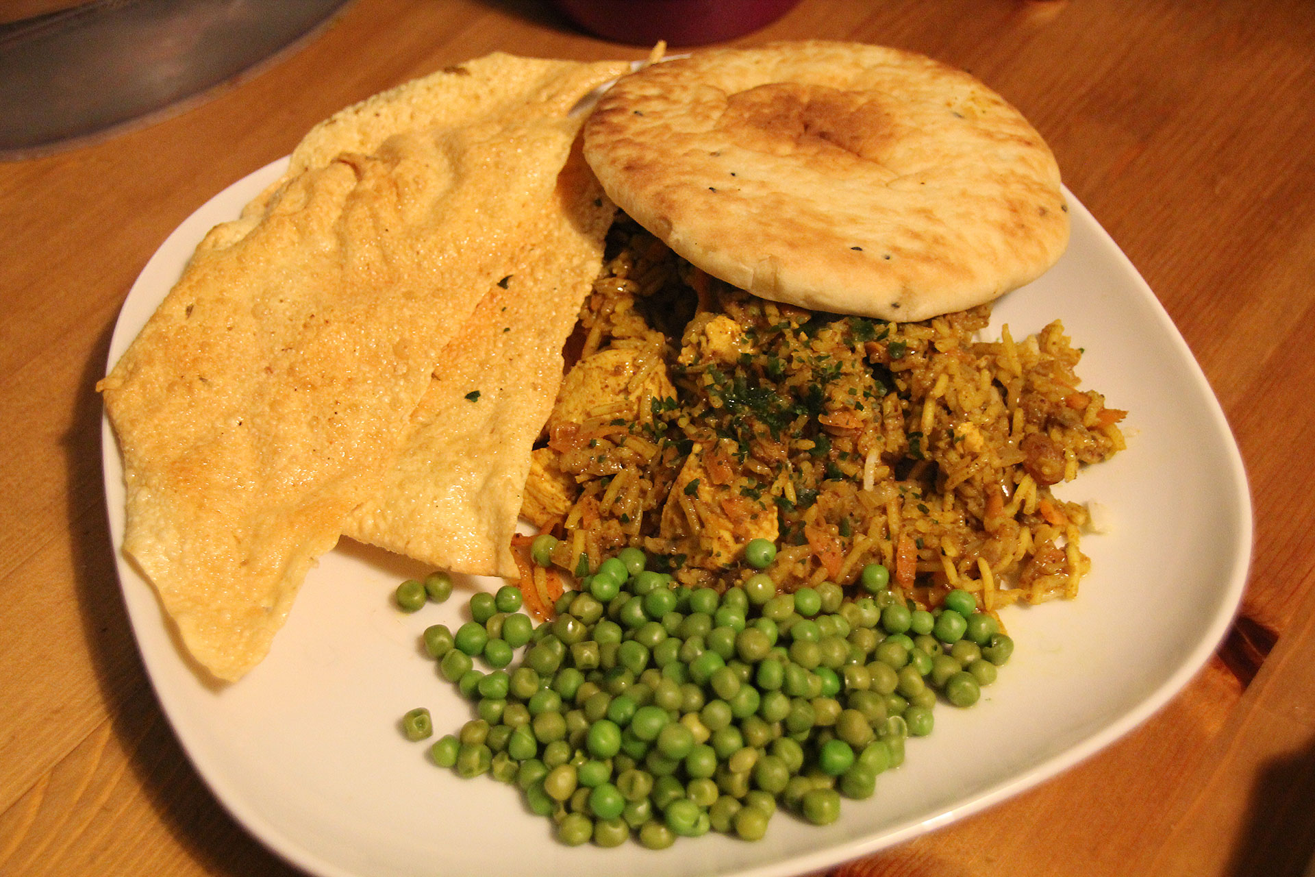 Served chicken biryani